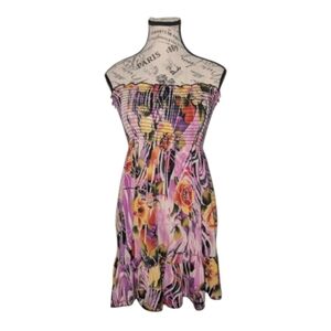 Funwear Factory Y2K Floral Strapless Mini Dress, Small